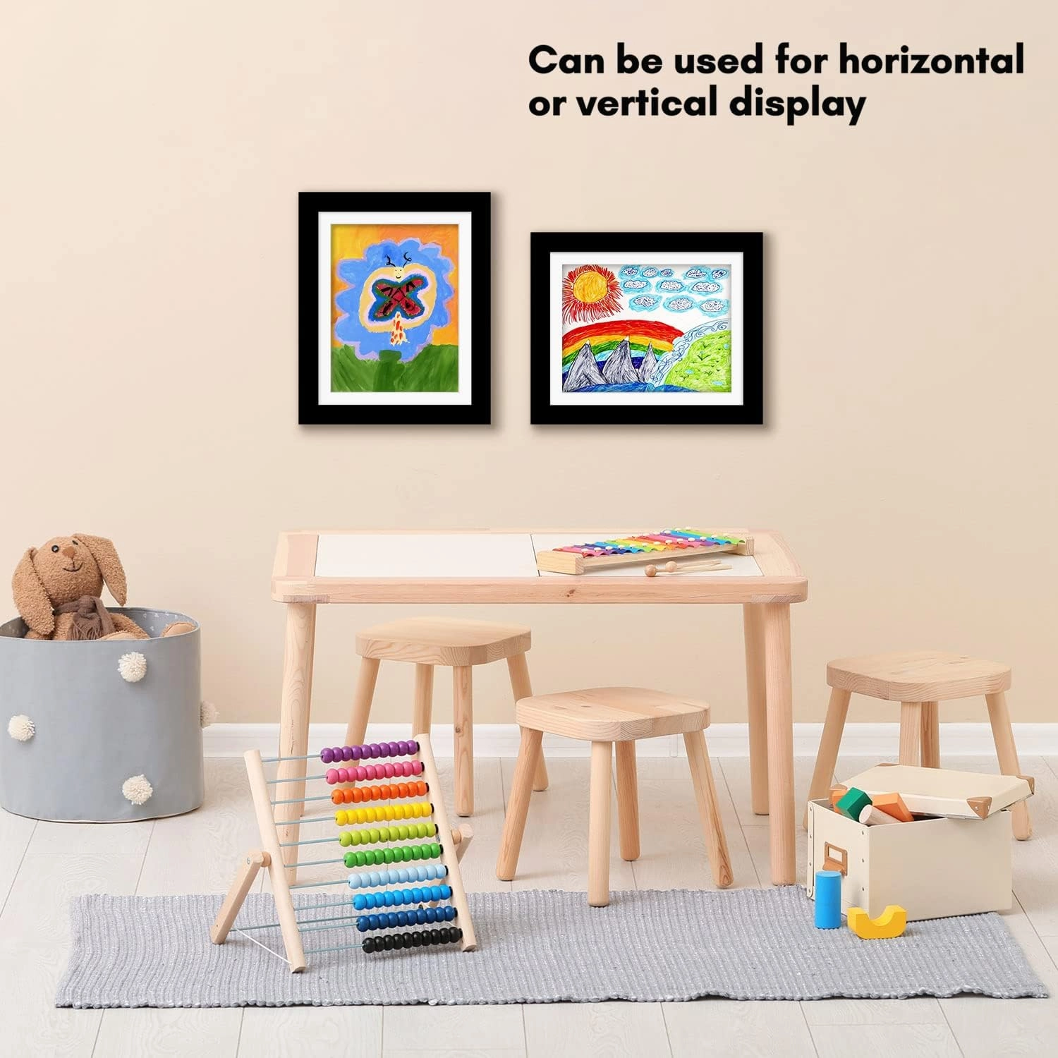 Americanflat 10x12.5 Kids Art Frame - Front Loading Picture Frames Hold 100 Artworks - Use as 8.5x11 Frame with Mat or Display 10x12.5 Artwork Without Mat - My Mini Masterpiece - Black