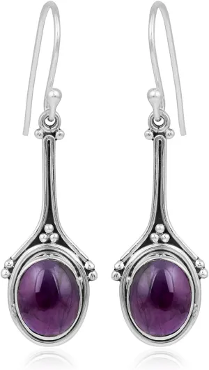 Amethyst 925 Sterling Silver Dangle Earrings Gemstone Jewelry