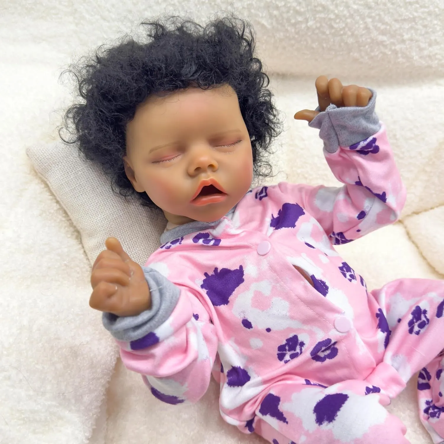 Anano African American Reborn Baby Dolls Black 18 Inch - Ultra Realistic Newborn Baby Doll Real Life Baby Dolls Silicone Full Body Biracial Reborn Dolls Lifelike with Veins (Fuxia Jaylan)