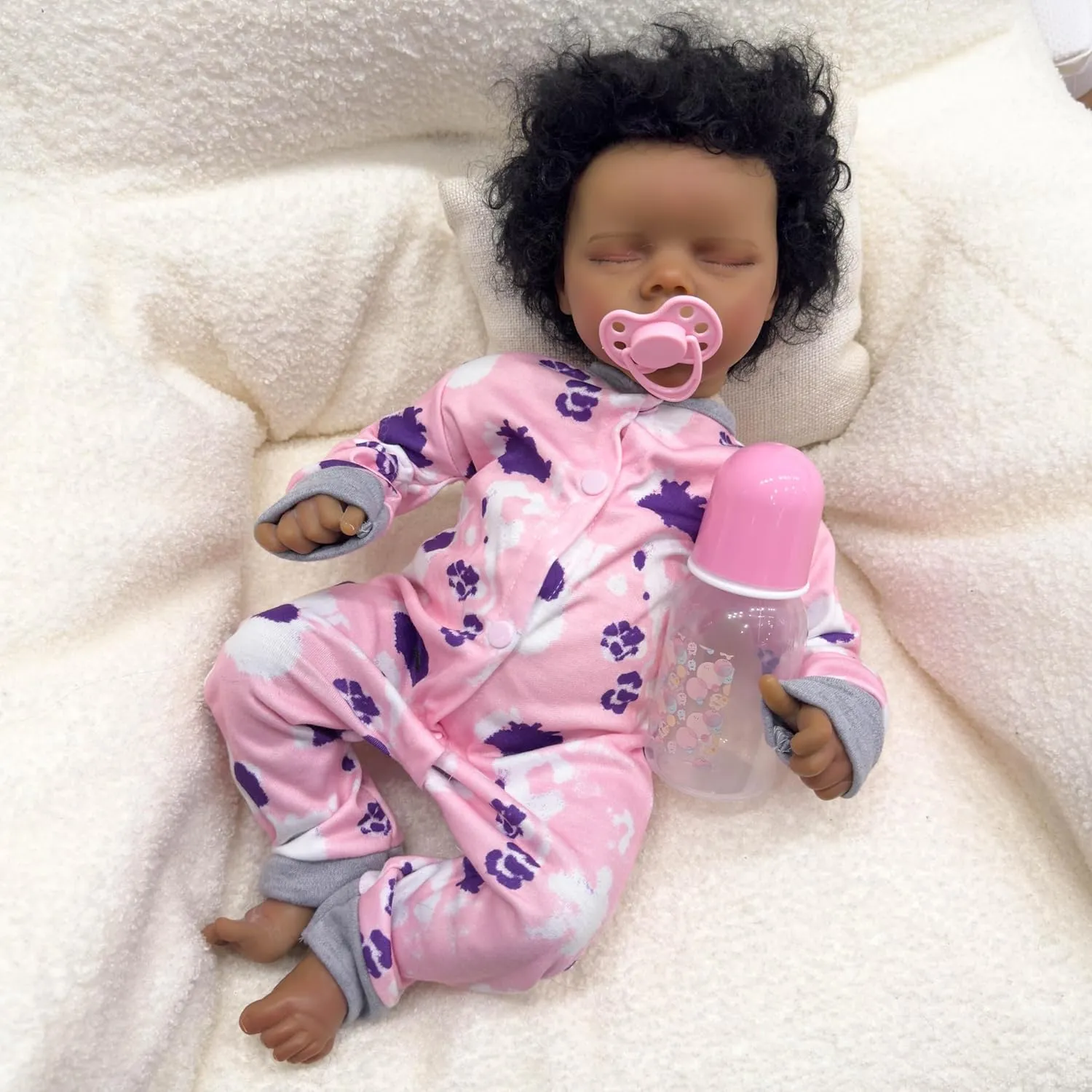 Anano African American Reborn Baby Dolls Black 18 Inch - Ultra Realistic Newborn Baby Doll Real Life Baby Dolls Silicone Full Body Biracial Reborn Dolls Lifelike with Veins (Fuxia Jaylan)