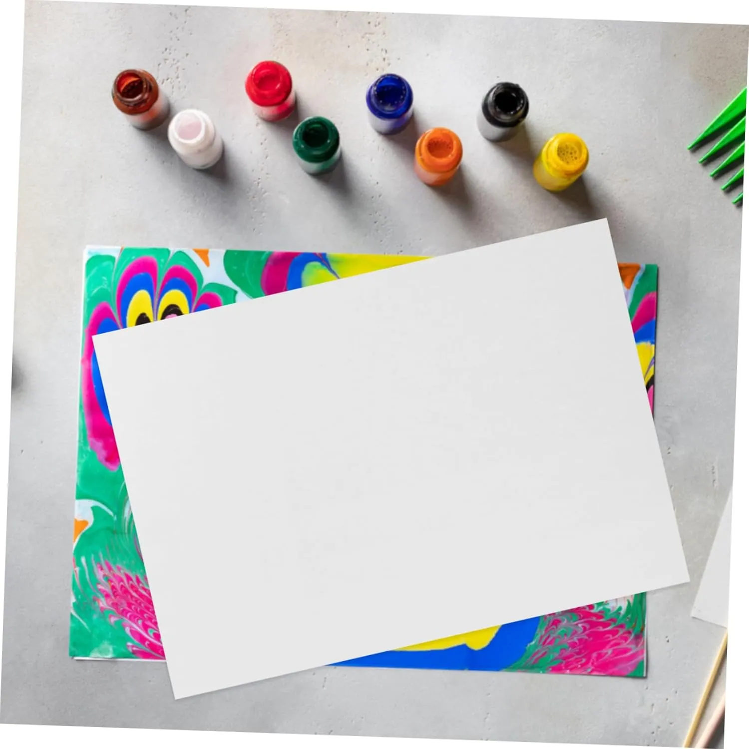Angoily 4sets 50 Sheets Marbling Paper for Painting DIY Water Painting Paper for Creative Art Projects Easy to Use Suitable for Beginners 50sheets*4