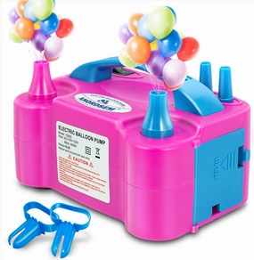 Anordsem Balloon Air Pump Electric: Balloon Inflator Portable for All Balloons at Home - Rose Red Blower Machine Dual Nozzle for Party Balloon Arch Kit Stand Birthday DIY Decoration