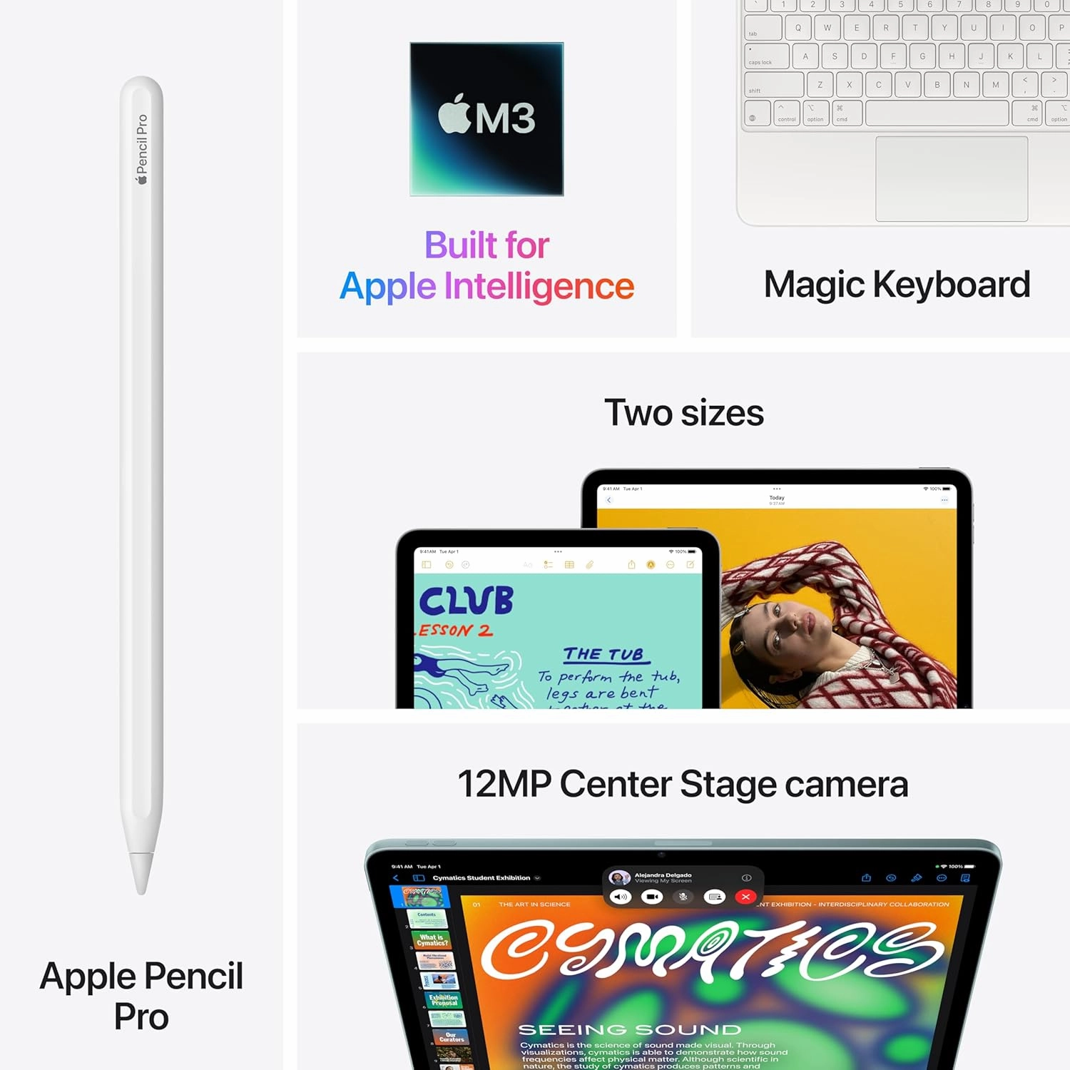 Apple iPad Air 13-inch with M3 chip Built for Apple Intelligence, Liquid Retina Display, 128GB, 12MP Front/Back Camera, Wi-Fi 6E, Touch ID, All-Day Battery Life — Space Gray with AppleCare  (2 Years)