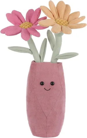 Apricot Lamb Calliopsis Vase Plush Stuffed Animals for Kids, Soft Cute Plush Toys for Baby Girl and Boy, Fluffy Calliopsis Vase Pink
