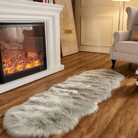 Arbosofe Ultra Soft Faux Fur Rug, Area Rugs, Light Grey Fluffy Shaggy Fur Rug for Bedroom & Living Room, Kids Room Decor, 2 x 6 Feet Sheepskin