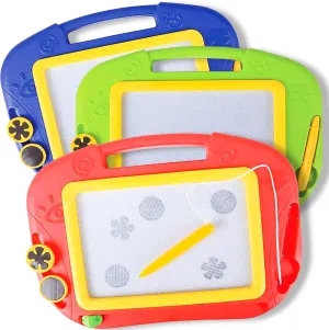 ArtCreativity Magnetic Doodle Board for Kids, Pack of 3, Travel-Friendly Drawing Pads with Magnet Pen and 2 Stampers Each, Preschool Learning Toys for Boys and Girls, Best Educational Toy Gifts
