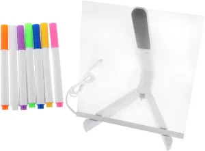 ARTIBETTER 1Set Light Up Drawing Board LED Dry Erase Board with Stand Eye Caring Glow Note Pad for Home School Travel Includes Markers