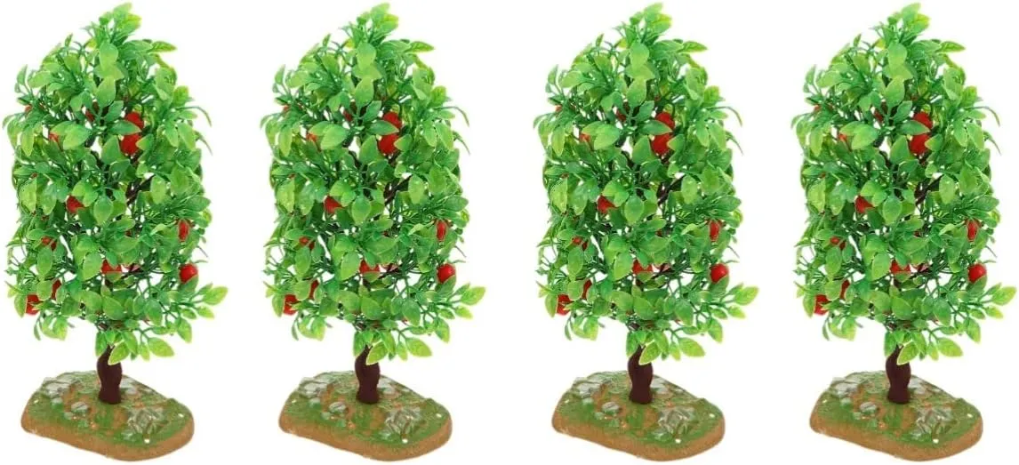 ARTIBETTER 4 Pcs Fruit Tree Model Tree Modeling Decor Scale Model Trees Mini Apples Tree Architecture Model Dollhouse Trees Mini Decor Mini Garden Ornament Self Made Child Model Stand Plastic