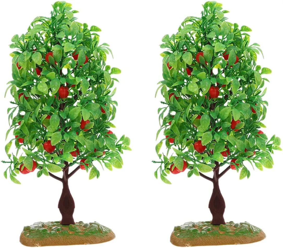 ARTIBETTER 4 Pcs Fruit Tree Model Tree Modeling Decor Scale Model Trees Mini Apples Tree Architecture Model Dollhouse Trees Mini Decor Mini Garden Ornament Self Made Child Model Stand Plastic