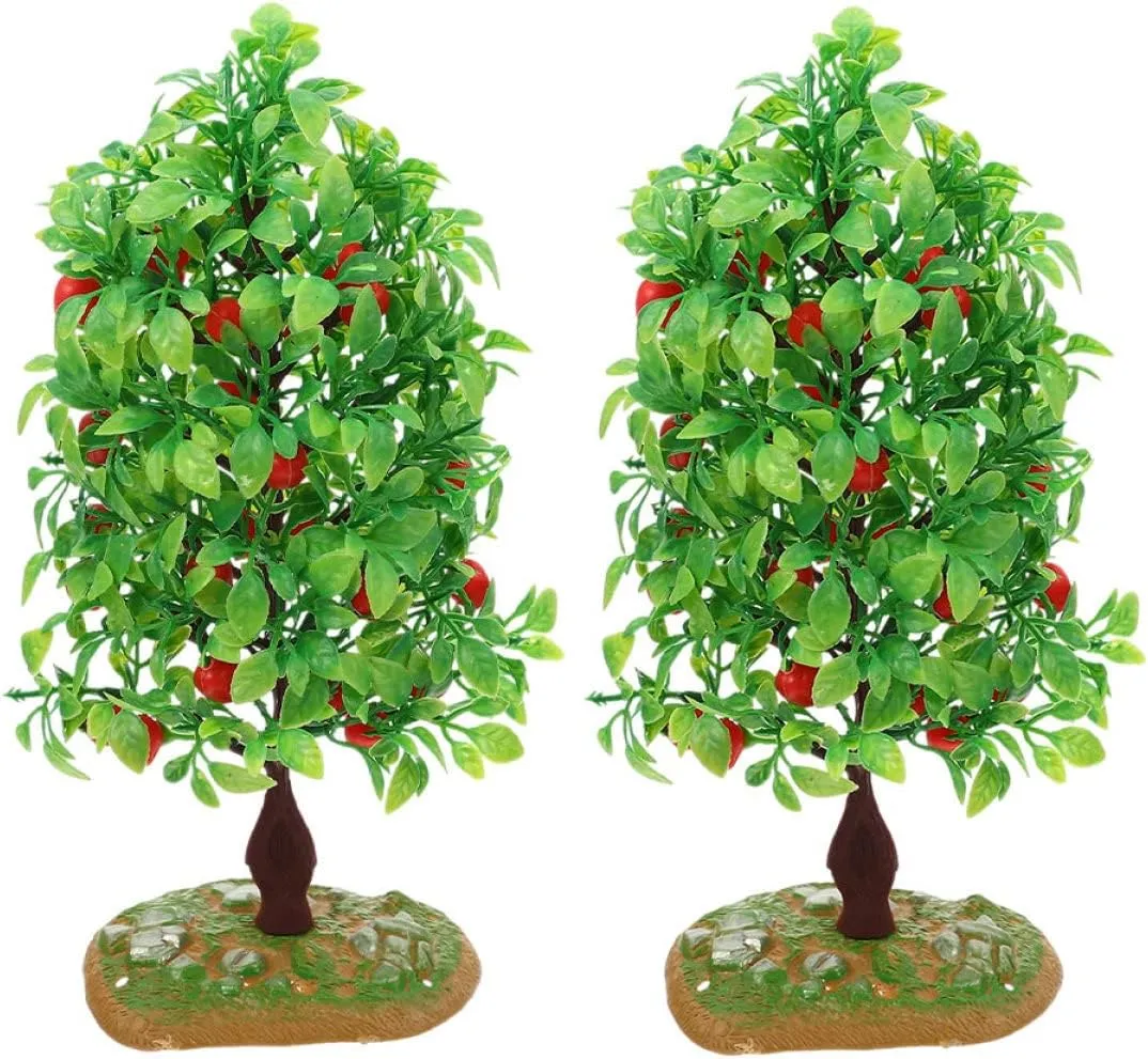 ARTIBETTER 4 Pcs Fruit Tree Model Tree Modeling Decor Scale Model Trees Mini Apples Tree Architecture Model Dollhouse Trees Mini Decor Mini Garden Ornament Self Made Child Model Stand Plastic