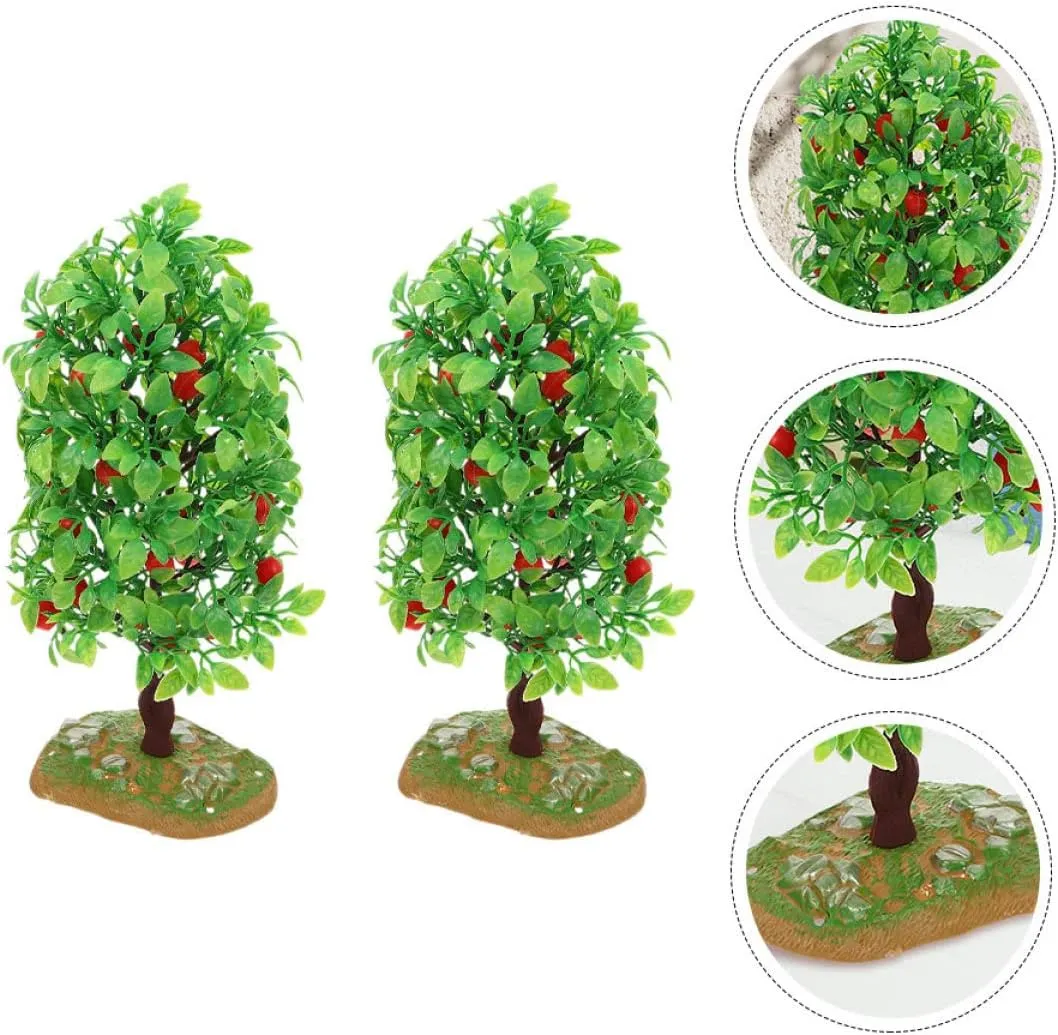ARTIBETTER 4 Pcs Fruit Tree Model Tree Modeling Decor Scale Model Trees Mini Apples Tree Architecture Model Dollhouse Trees Mini Decor Mini Garden Ornament Self Made Child Model Stand Plastic