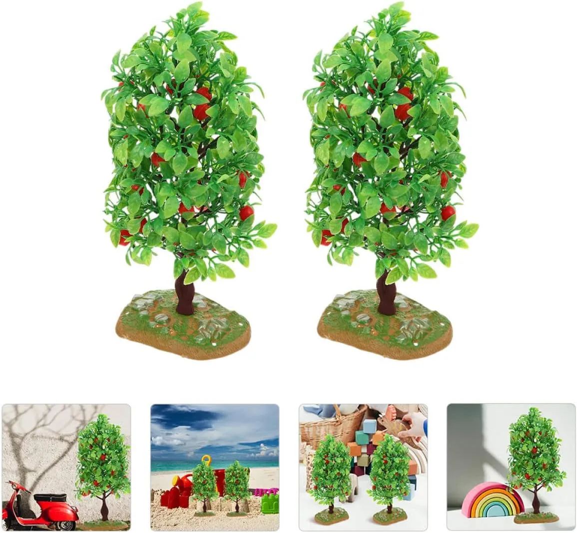 ARTIBETTER 4 Pcs Fruit Tree Model Tree Modeling Decor Scale Model Trees Mini Apples Tree Architecture Model Dollhouse Trees Mini Decor Mini Garden Ornament Self Made Child Model Stand Plastic