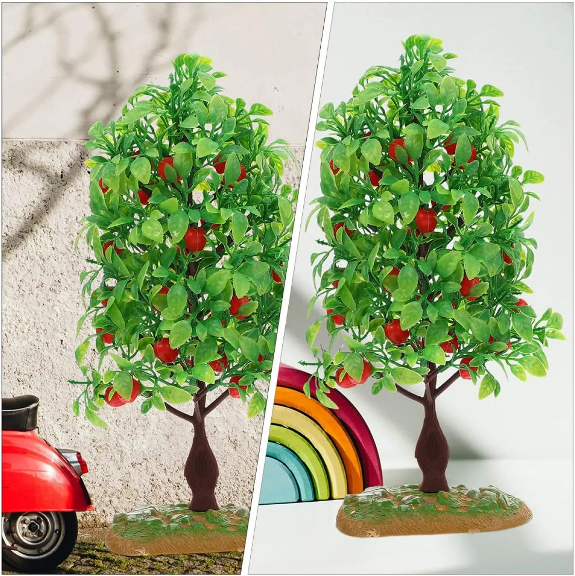 ARTIBETTER 4 Pcs Fruit Tree Model Tree Modeling Decor Scale Model Trees Mini Apples Tree Architecture Model Dollhouse Trees Mini Decor Mini Garden Ornament Self Made Child Model Stand Plastic