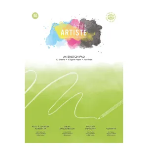 Artiste Sketch Pad, 100gsm, 50 Sheets, White, A4, Ideal Sketchbook for Adults, Art Notebook for Artists and Kids, Creative Book for Paint, Pencil and Colouring