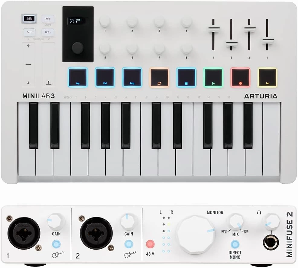 Arturia MiniLab 3 MIDI Controller & MiniFuse 2 Audio Interface Bundle - White