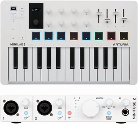 Arturia MiniLab 3 MIDI Controller & MiniFuse 2 Audio Interface Bundle - White