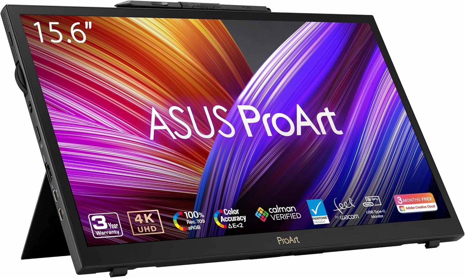 ASUS ProArt Display 15.6” 4K Pen Display (PA169CDV) – IPS, UHD (3840 x 2160), WACOM Feel EMR, 100% sRGB, Calman Verified, Pantone Validated, Speakers, USB-C, 10-Point Touch, Dial, 3 Year Warranty