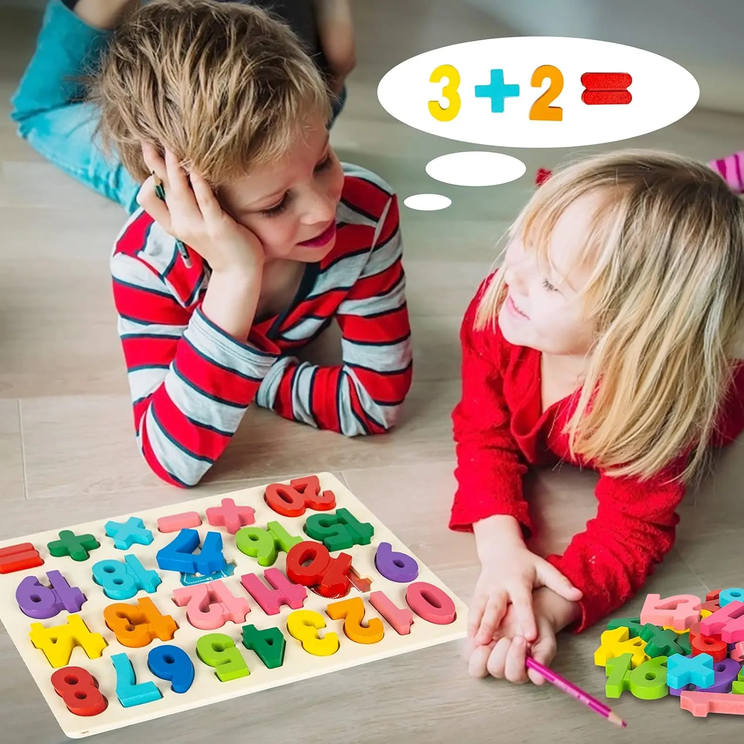 Attmu Wooden Puzzles for Toddlers, Alphabet Puzzle and Number Puzzle, 2 in 1 Preschool Educational Learning Toys with Chunky Wood ABC Puzzle Board, for Girls Boys Kindergarten Set of 2