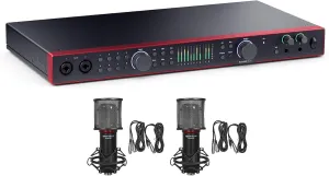 Audiosavings Bundle: Focusrite SCARLETT 18I20 4G 4th Gen 192 kHz Audio Interface Bundle with (2) Rockville RCM SR Studio/Recording Condenser Microphone Mic w/ Samsung Capacitors (3 Items)