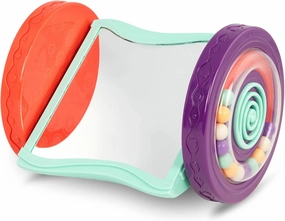 B. toys - Baby Toys Mirror with Rolling Sensory Wheels - Interactive Roly-Poly Mirror for Tummy Time & Crawling - Early Learning for Infant Development - 0  Months