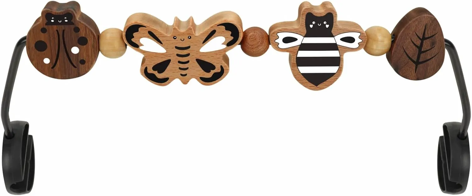 Baby Bjorn Bouncer Toy Bar - Toy Bar for Baby Bouncer Soft & Bliss, Easy to Attach and Remove, 360°Rotating Natural Wooden Toys, Exciting Design for Curious Babies, Insects Paradise