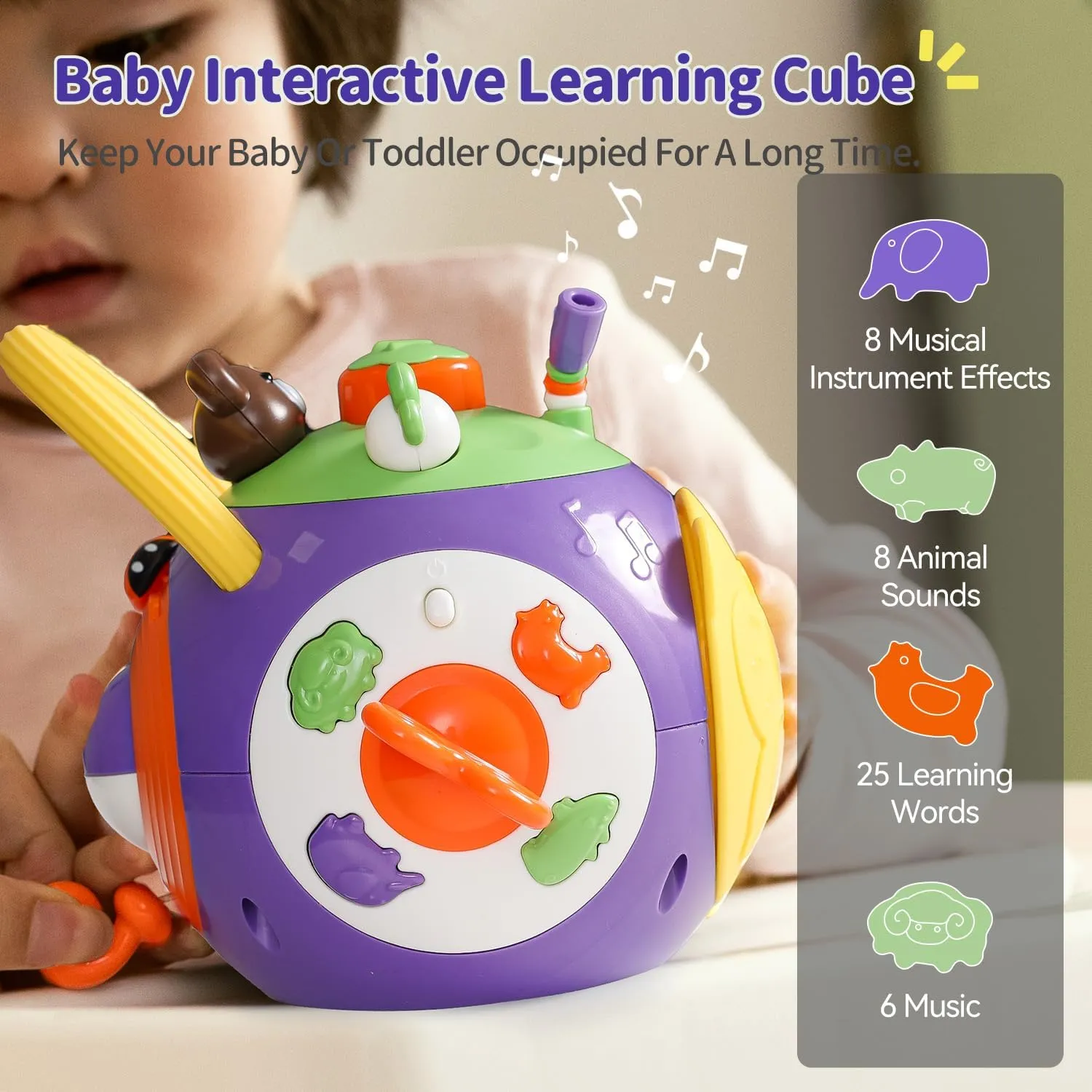 Baby Busy Learners Activity Cube Montessori Toddler Toys for 1-3 Year Old,17-in-1 Travel Activities Educational Learning Baby Toys for 6 12 18 Month Boys Girls Christmas Brithday Gifts