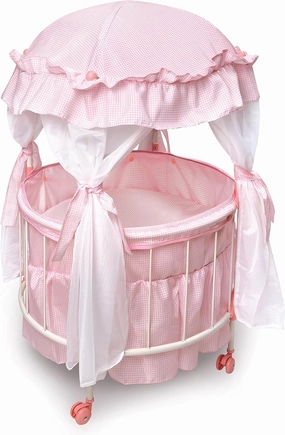 Badger Basket Pavilion Doll Bed for Dolls - Includes Padded Mat - Durable, Stylish Toy Furniture with Canopy for Pretend Play & Decor for Kids Ages 3  - Pink