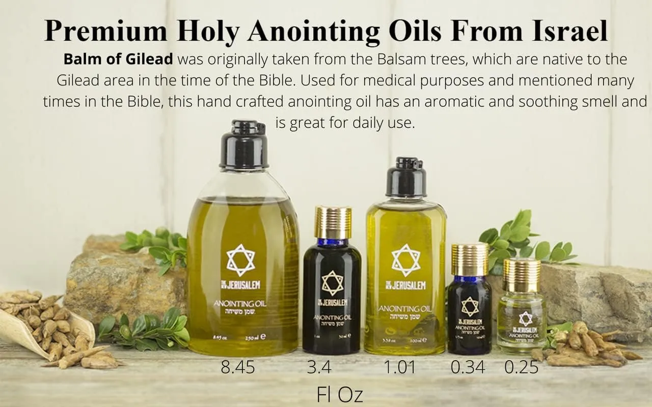 Balm of Gilead Anointing Oil from Israel, Holy Spiritual Oils Bottles from Jerusalem Blessed, Handmade with Natural Ingredients and Blessed for Wedding Ceremony, Religious Use, 3.4 Fl Oz