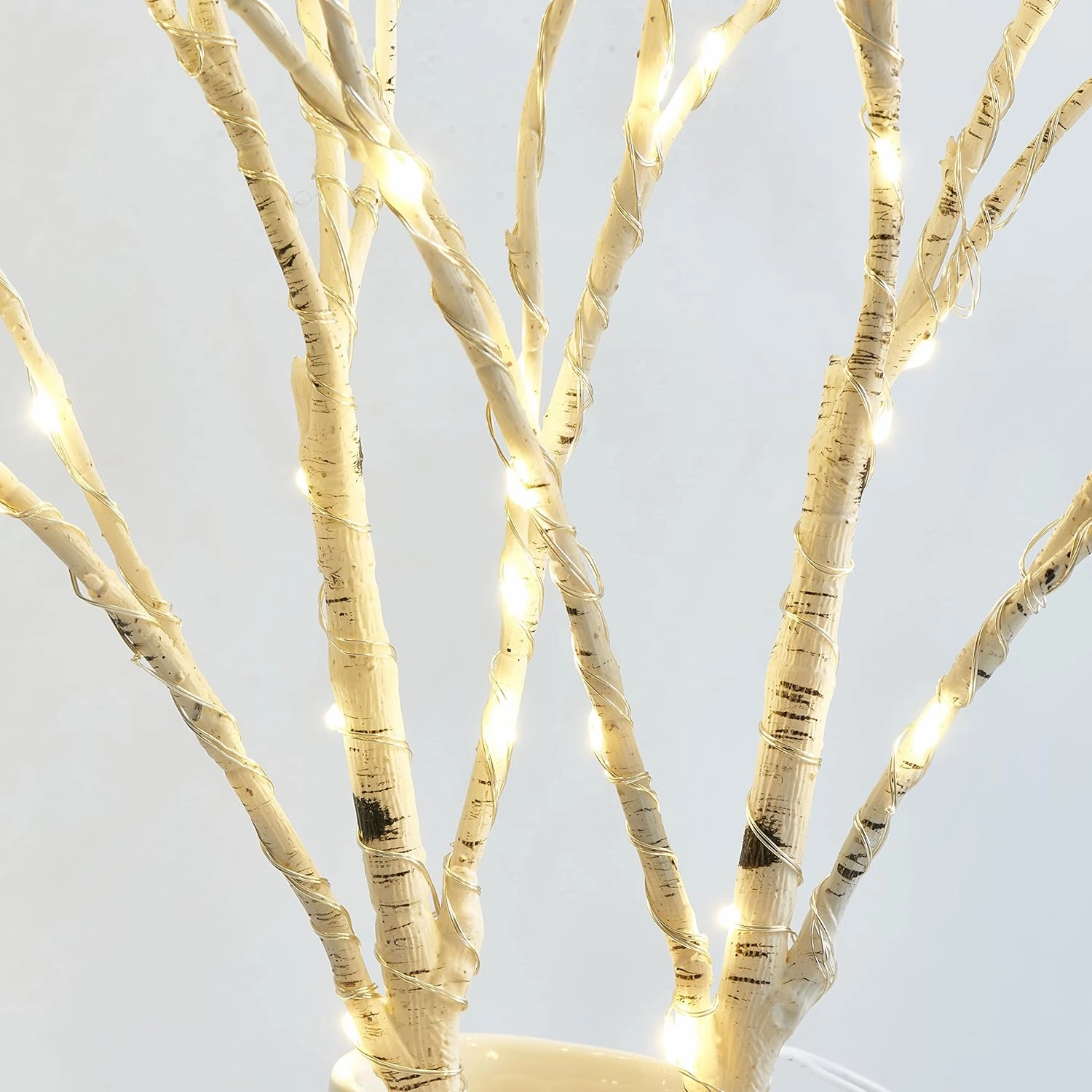 BAOLITVINE Birch Branch Lights with Timer Battery Operated 100 LED Fairy Lights, Lighted Willow Branches for Home Bedroom Fireplace Christmas Decoration Inside Outdoor