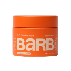 Barb Soft Clay Pomade for Women and Men - Medium Hold, Natural Finish Hair Pomade Styling Clay, Non-Sticky, Water-Based - Fragrance Free - 2 oz