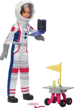Barbie Careers Playset, 65th Anniversary Astronaut Set with Brunette Doll & 10 Accessories Including Rolling Rover & Space Helmet with Flipping Shield