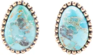 Barse Jewelry Clip On Blue Turquoise Golden Earrings