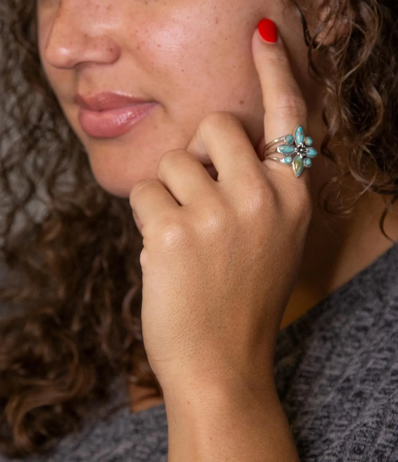 Barse Jewelry Floral Blue Turquoise and Sterling Silver Statement Ring