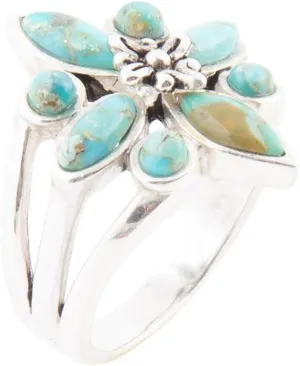 Barse Jewelry Floral Blue Turquoise and Sterling Silver Statement Ring
