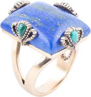 Barse Jewelry Prismatic Blue Lapis and Malachite Golden Ring
