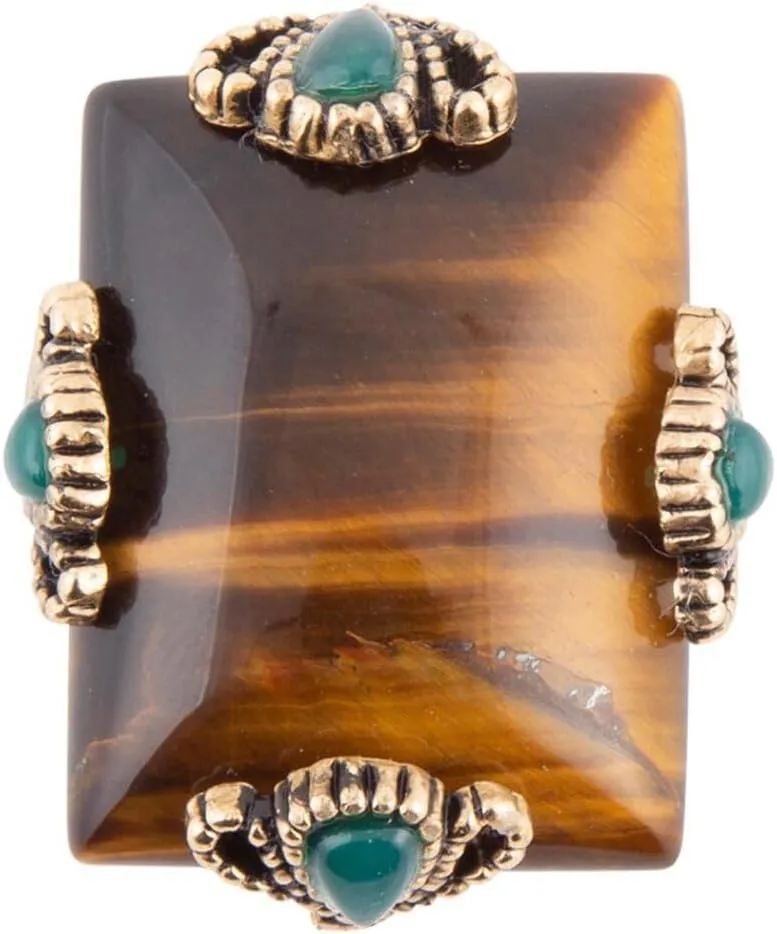 Barse Jewelry Prismatic Brown Tiger's Eye Statement Golden Ring