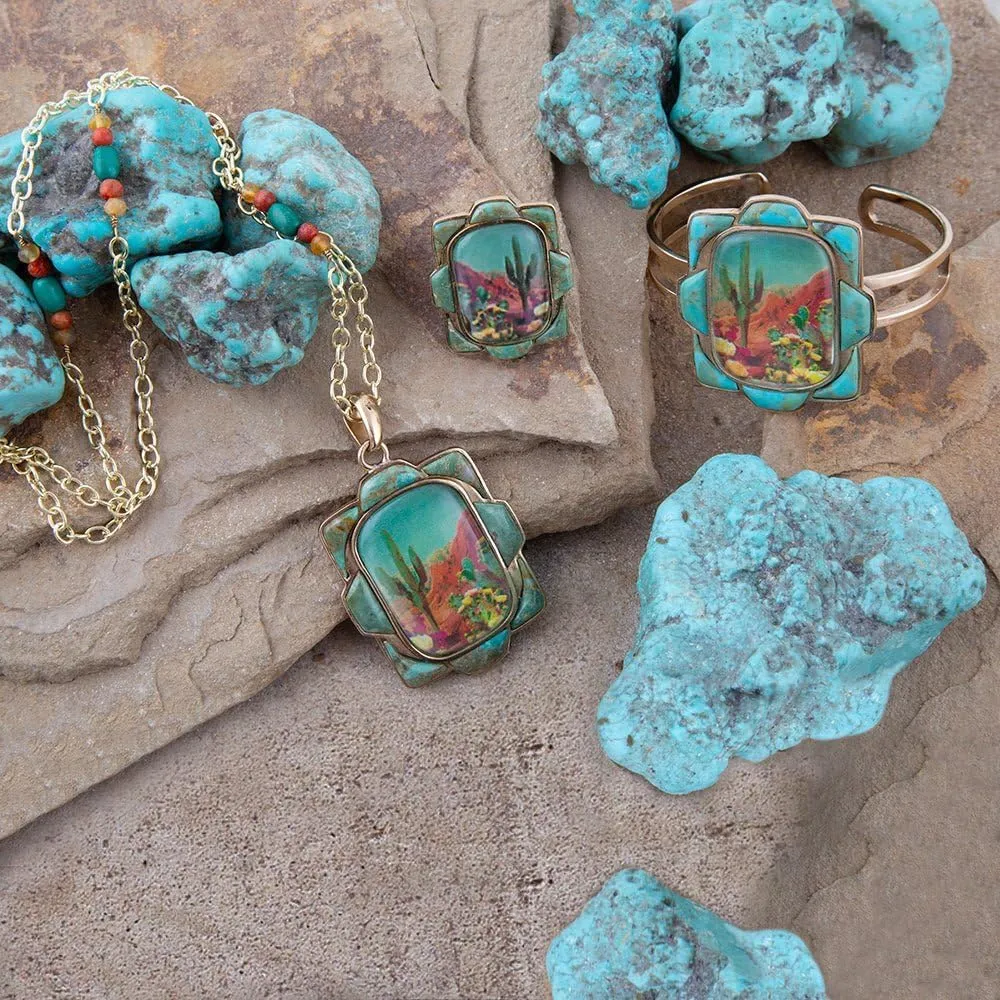 Barse Jewelry Scenic Desert Sedona Blue Turquoise Golden Ring