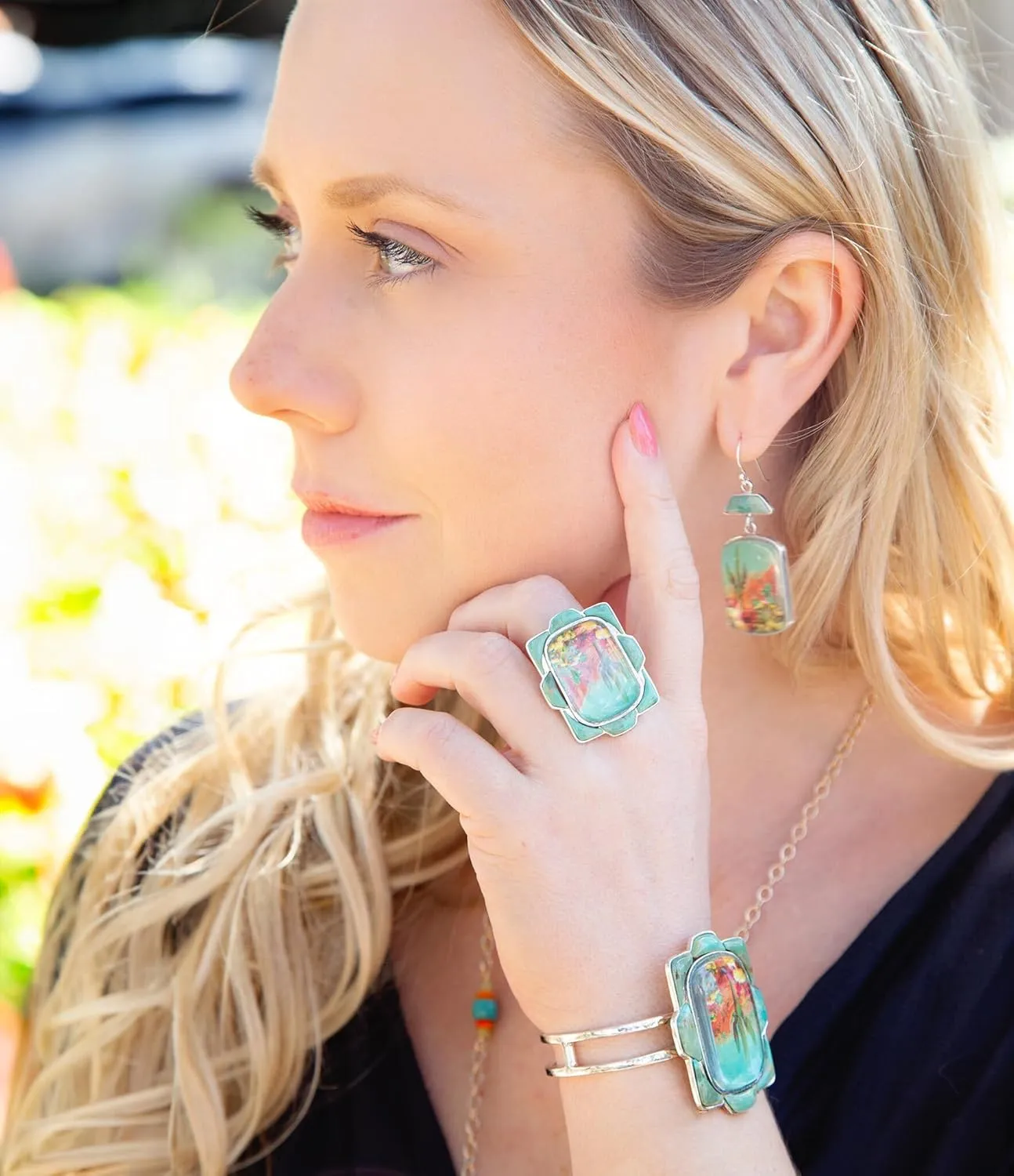 Barse Jewelry Scenic Desert Sedona Blue Turquoise Golden Ring