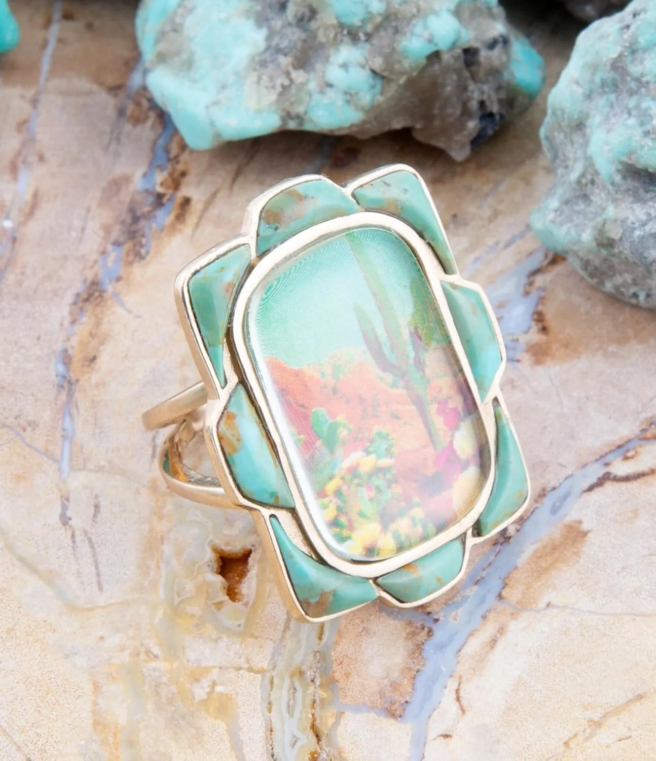 Barse Jewelry Scenic Desert Sedona Blue Turquoise Golden Ring