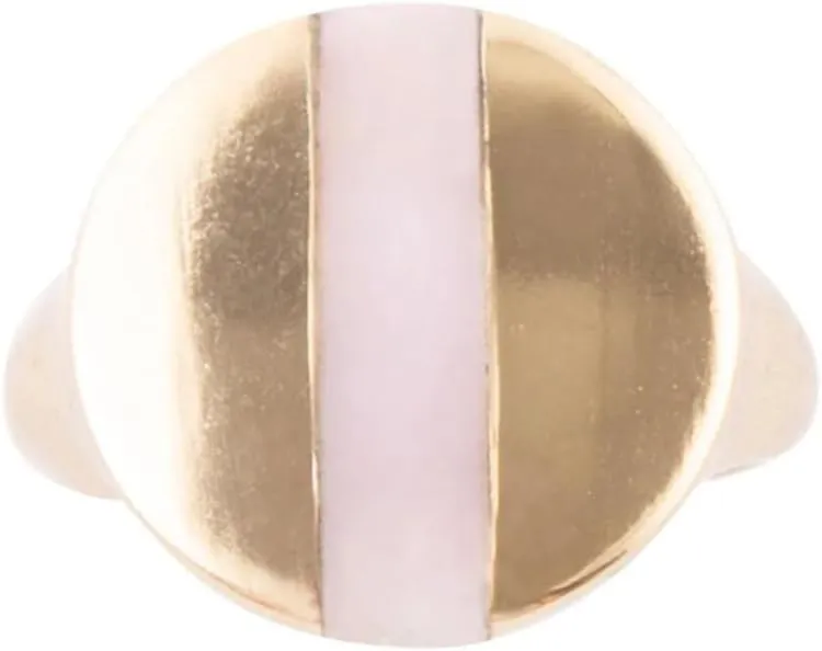 Barse Jewelry Signet Pink Opal and Bronze Circle Ring