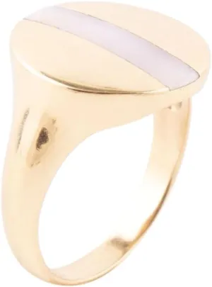 Barse Jewelry Signet Pink Opal and Bronze Circle Ring