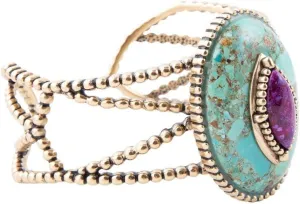 Barse Jewelry Stacked Blue and Purple Turquoise Golden Cuff Bracelet