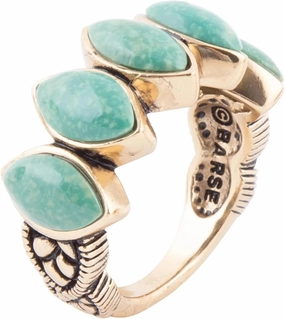 Barse Jewelry Five Stone Green Turquoise and Golden Bronze Ring