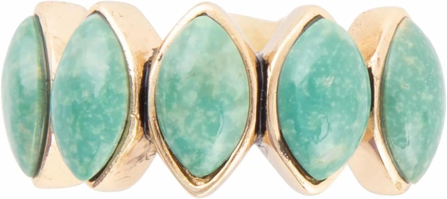Barse Jewelry Five Stone Green Turquoise and Golden Bronze Ring