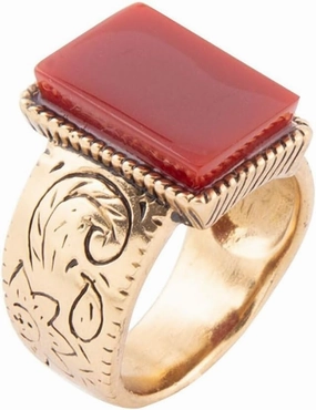 Barse Jewelry Stamped Orange Carnelian Golden Ring