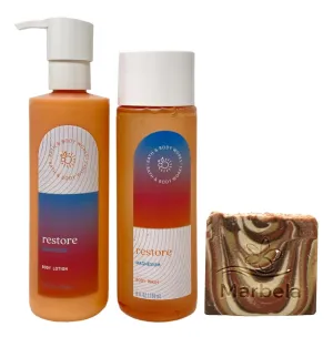 Bath & Body Works Restore With Magnesium Body Lotion and Body Wash Duo Set with a Clay Baby Bar Soap - Full Size
