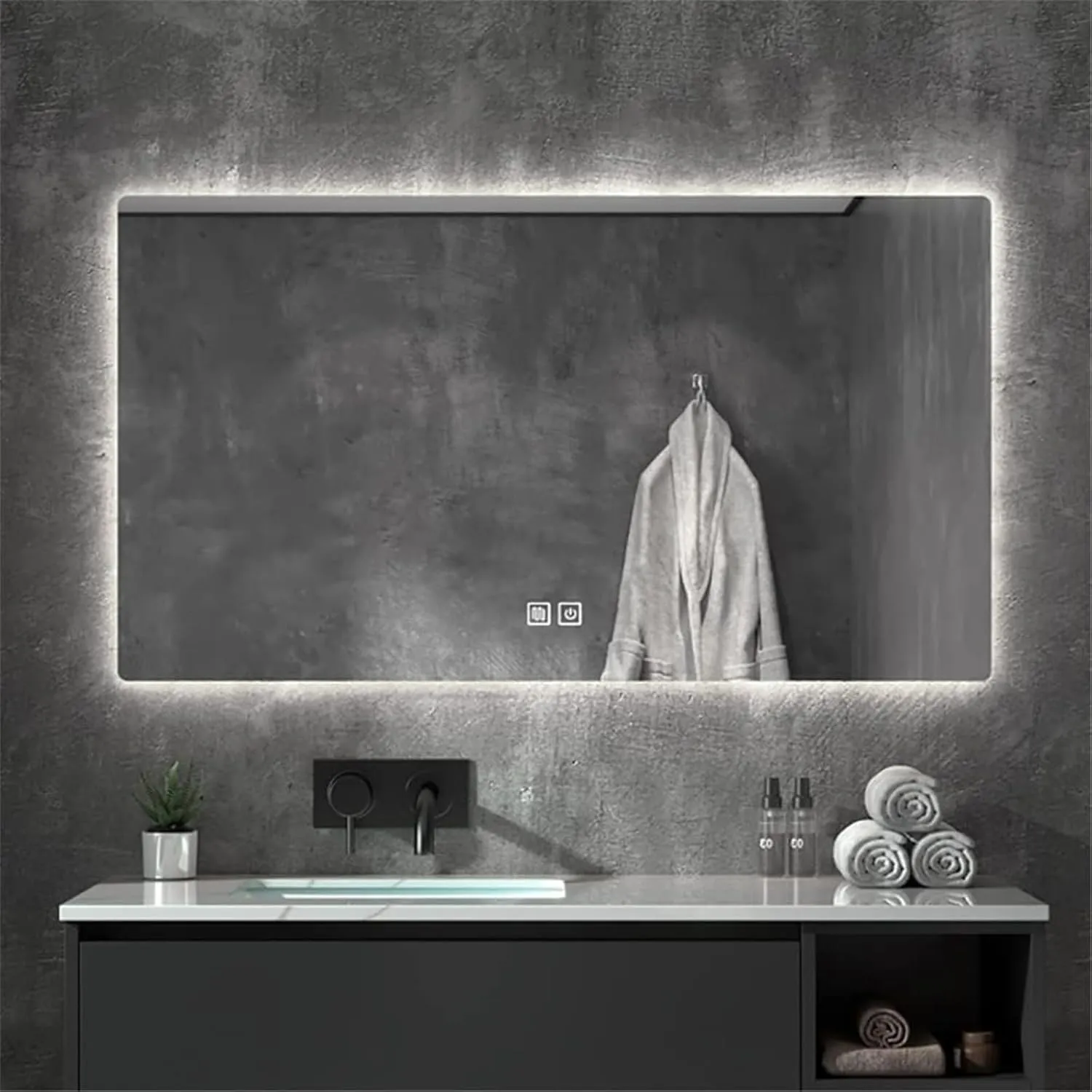 Bathroom Mirror, Anti-Fog and Explosion-Proof Decorative Mirror with Touch Switch Smart Makeup Mirror(White Light,700MM*900MM)