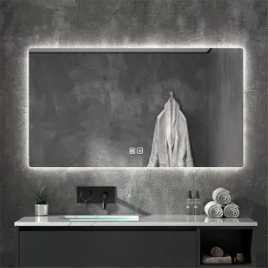 Bathroom Mirror, Anti-Fog and Explosion-Proof Decorative Mirror with Touch Switch Smart Makeup Mirror(White Light,700MM*900MM)
