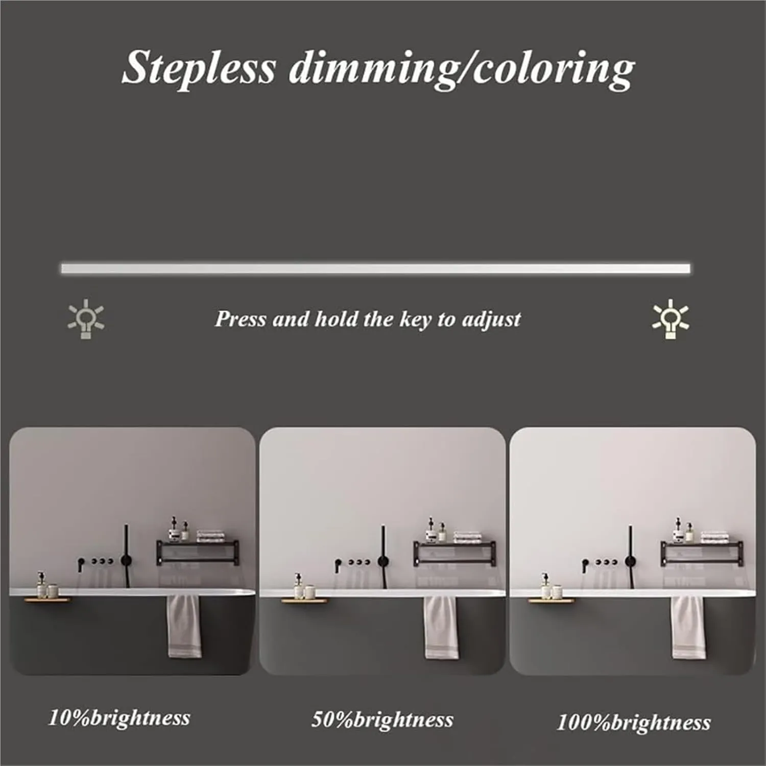 Bathroom Mirror, Modern Anti-Fog Makeup Mirror Dimmable Smart with Touch Switch for Home Decoration(D,60 * 75CM)