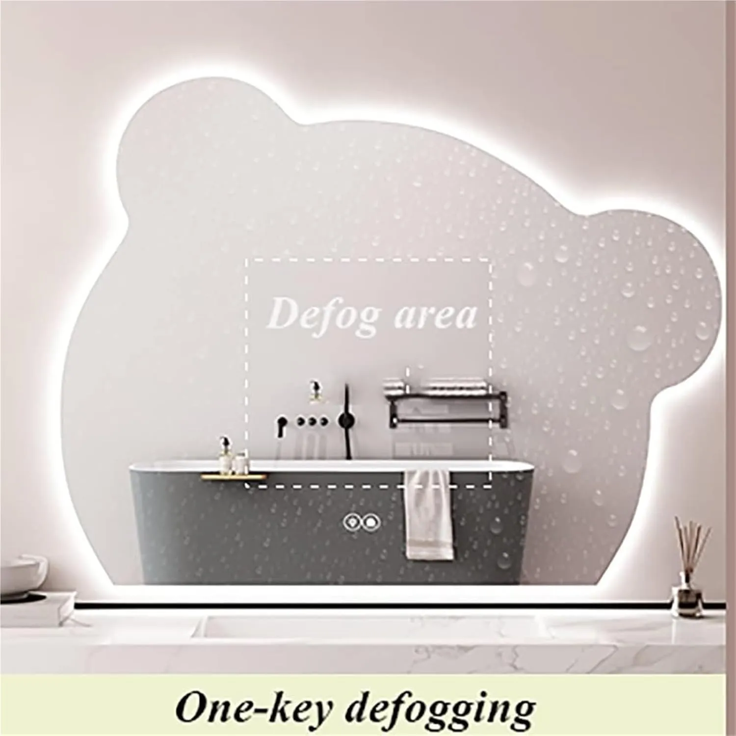 Bathroom Mirror, Modern Anti-Fog Makeup Mirror Dimmable Smart with Touch Switch for Home Decoration(D,60 * 75CM)